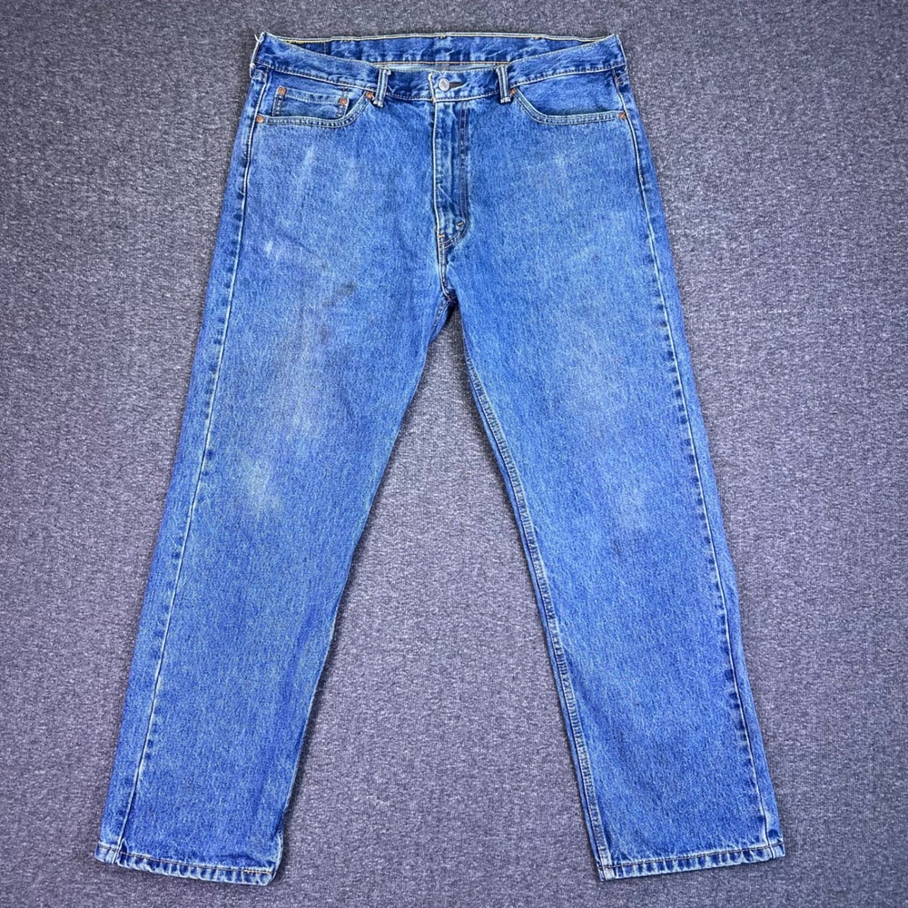 Levis 505 Jeans Mens 40x32 Blue Regular Fit Straight Classic Casual Denim